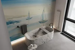 Fototapeta: Żaglówki na jeziorze wśród gór i ptaków