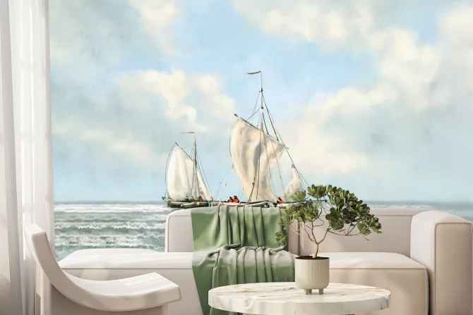 Fototapeta: Żaglówki na spokojnym morzu