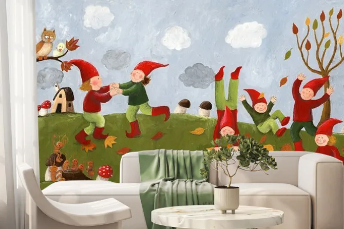 Fototapeta: Akryl ilustracją słodkie dzieci - taniec karły w fa