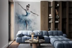 Fototapeta: Akwarela baletnicy na betonowym tle