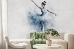 Fototapeta: Akwarela baletnicy na betonowym tle
