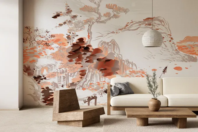 Fototapeta: Akwarela japońskiego ogrodu