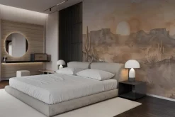 Fototapeta: Akwarela kaktusów i gór na pustyni