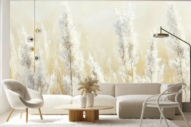 Fototapeta: Akwarela łąki z suchymi trawami