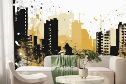 Fototapeta: Akwarela miasta z wysokimi budynkami