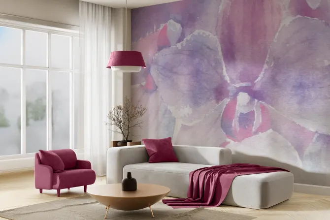 Fototapeta: Akwarela storczyka w kolorach różu i fioletu