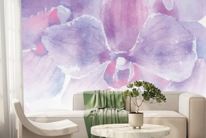 Fototapeta: Akwarela storczyka w kolorach różu i fioletu