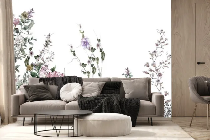 Fototapeta: Akwarela wiosenne kwiaty wielokolorowe