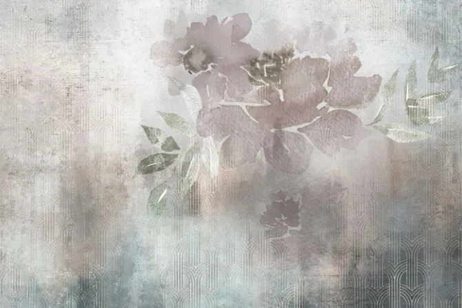 Fototapeta: Akwarela z kwitem na betonie