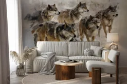 Fototapeta: Akwarela z malowanymi wilkami