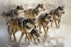Fototapeta: Akwarela z malowanymi wilkami