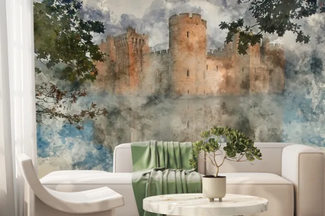 Fototapeta: Akwarela ze średniowiecznym zamkiem