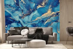 Fototapeta: Akwarelowa abstrakcja niebieski marmur