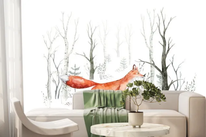 Fototapeta: Akwarelowa ilustracja małego liska