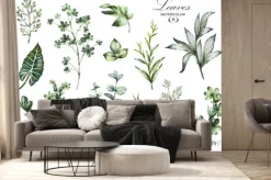 Fototapeta: Akwarelowa kolekcja ziół i egzotycznych liści