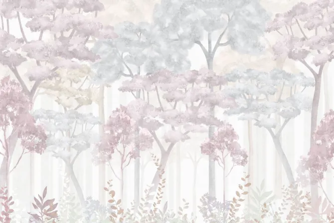 Fototapeta: Akwarelowe drzewa i rośliny pastelowe