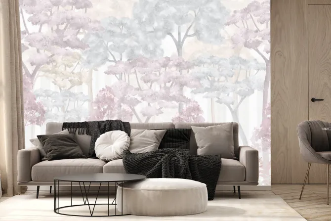 Fototapeta: Akwarelowe drzewa i rośliny pastelowe