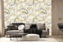 Fototapeta: Akwarelowe dzikie kwiaty i dmuchawce w naturalnym roślinnym motywie