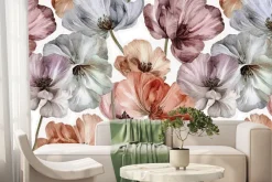 Fototapeta: Akwarelowe maki na białym tle