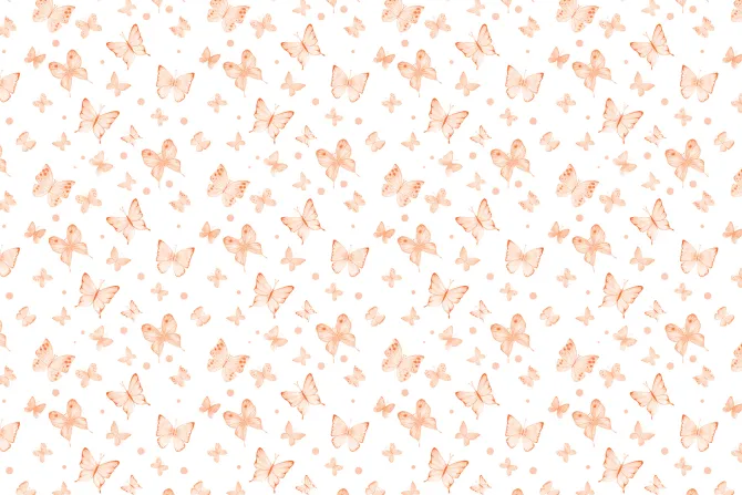 Fototapeta: Akwarelowe motyle i kropki na białym tle delikatny dziecięcy