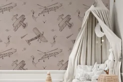 Fototapeta: Akwarelowe niebo z lecącymi samolotami