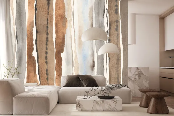 Fototapeta: Akwarelowy deseń z pionowymi paskami w stylu vintage