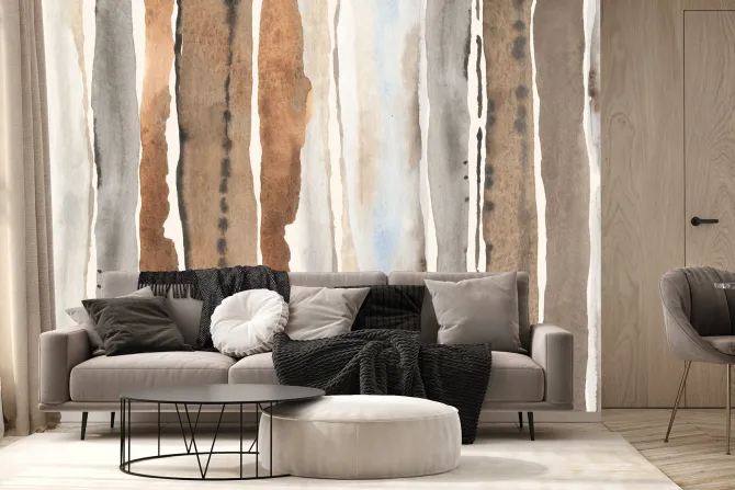 Fototapeta: Akwarelowy deseń z pionowymi paskami w stylu vintage