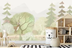 Fototapeta: Akwarelowy las rośliny i zwierzątka leśne ilustracja