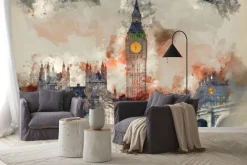 Fototapeta: Akwarelowy londyn z big benem i parlamentem