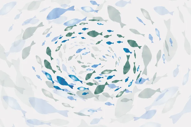 Fototapeta: Akwarelowy motyw ryby w wirze abstrakcyjny wzór