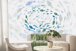 Fototapeta: Akwarelowy motyw ryby w wirze abstrakcyjny wzór