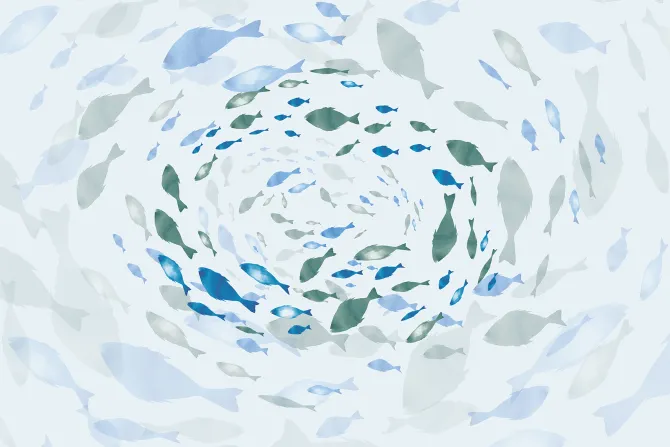 Fototapeta: Akwarelowy motyw ryby w wirze abstrakcyjny wzór