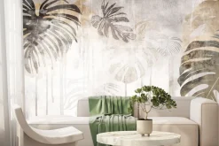 Fototapeta: Akwarelowy mural liści monstery