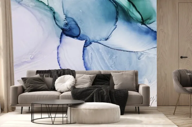 Fototapeta: Alcohol ink. green pattern. abstract ethereal