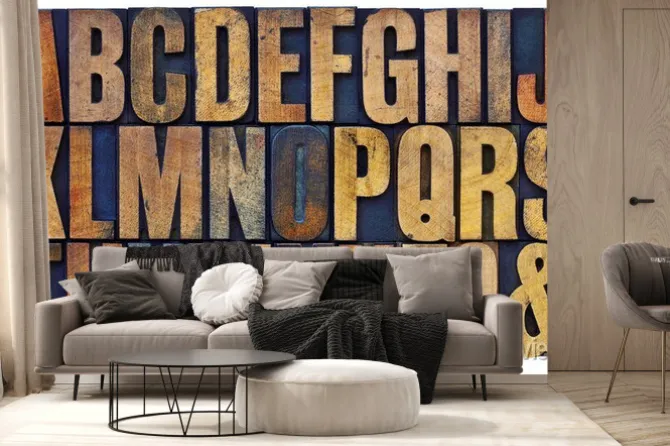 Fototapeta: Alfabet drewna zabezpieczające typu bloki