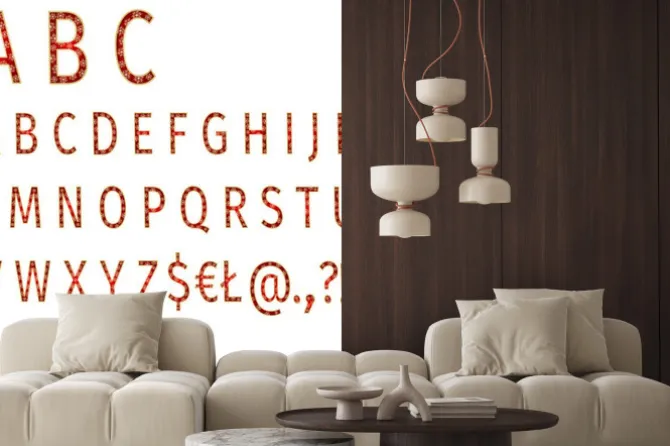 Fototapeta: Alfabet płatki śniegu na czerwonym tle wektora