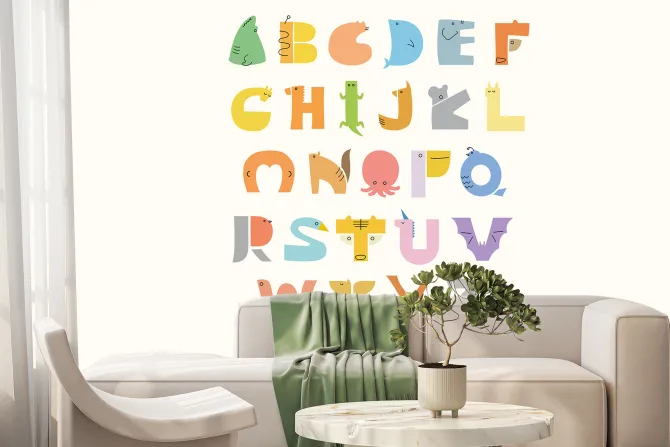 Fototapeta: Alfabet w kształcie zwierzątek dziecięcy wzór