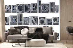 Fototapeta: Alfabet w mieszanym typie metalu