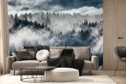 Fototapeta: Alpejski las jodłowy we mgle