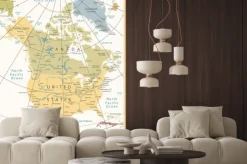 Fototapeta: Ameryka północna szczegółowa mapa kolorach retro