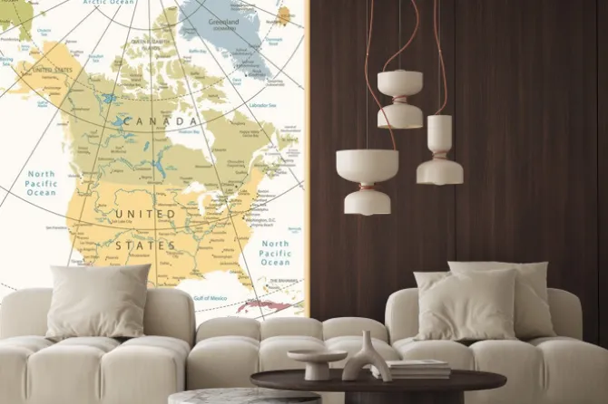 Fototapeta: Ameryka północna szczegółowa mapa kolorach retro