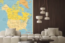 Fototapeta: Ameryka północna szczegółowa mapa vintage kolory