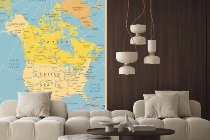 Fototapeta: Ameryka północna szczegółowa mapa vintage kolory