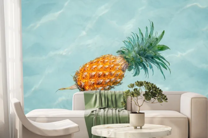 Fototapeta: Ananas w wodzie na słonecznej plaży