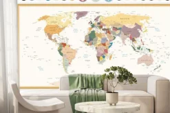 Fototapeta: Angielska mapa świata z symbolami