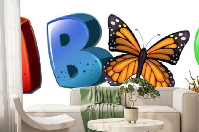 Fototapeta: Angielski alfabet abc słowami