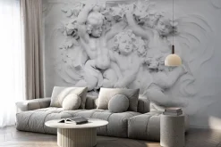 Fototapeta: Anielskie rzeźby w białym kolorze na minimalistycznym tle