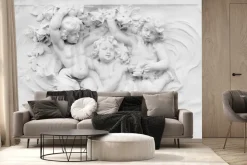 Fototapeta: Anielskie rzeźby w białym kolorze na minimalistycznym tle