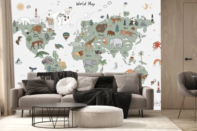 Fototapeta: Animals world map vector illustration.