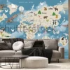 Fototapeta: Animals world map for kids wallpaper design turkish articles